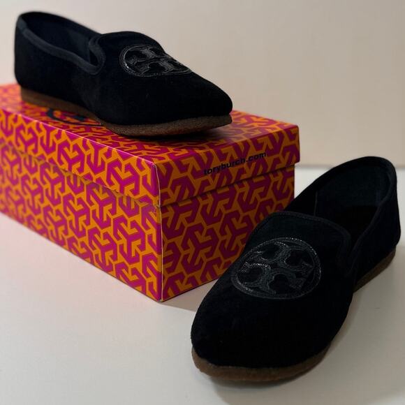 Tory Burch Billy Slipper Sz 7 Split Suede Craqulee New - Picture 1 of 8